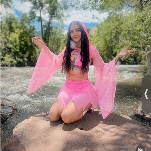 3 piece Pink Suspex Fairy outfit with hood